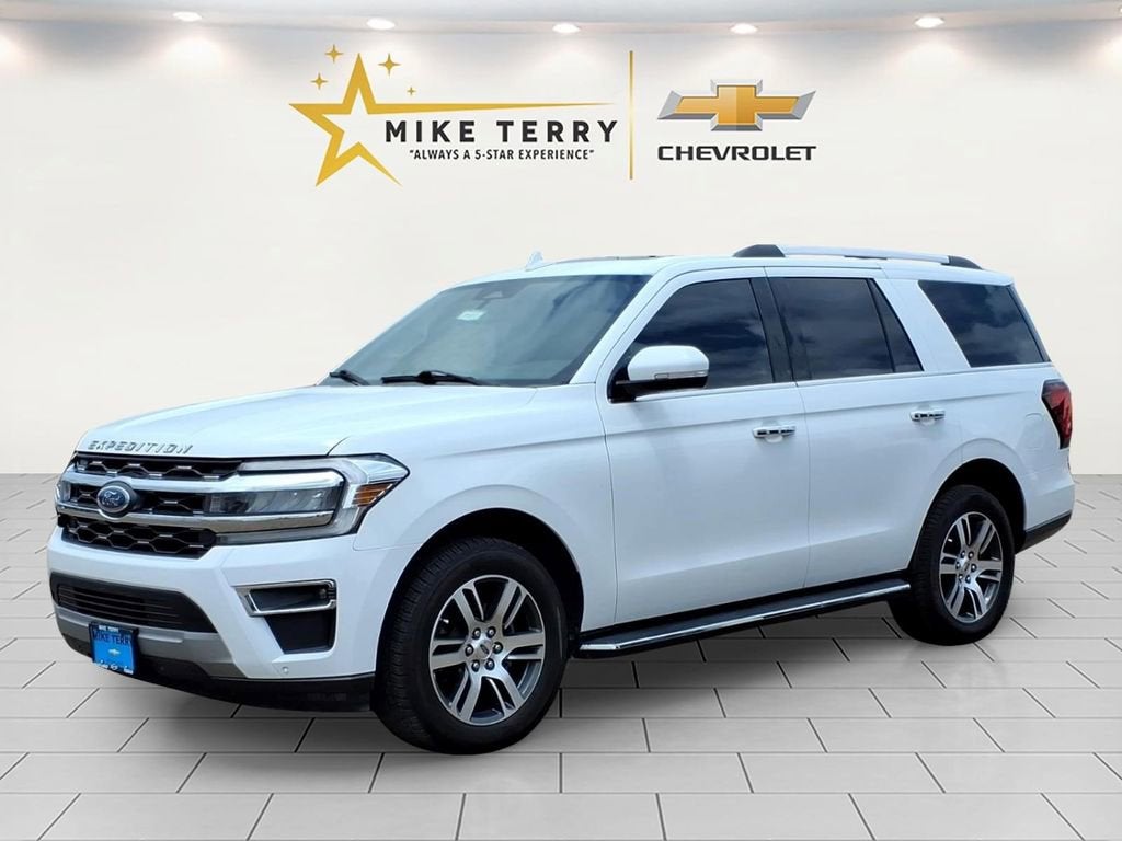 2022 Ford Expedition Limited in White — front three-quarter view